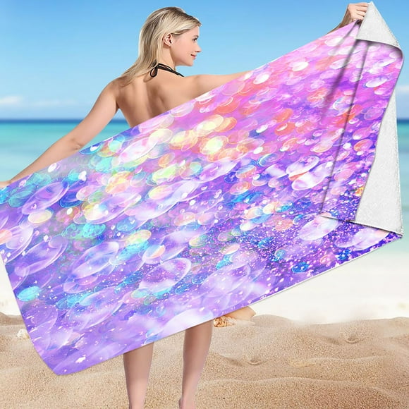 Dqueduo Oversized Beach Towel - 30 x 60 Inch Extra Large Pool Towel, Soft Absorbent Fluffy Jacquard Beach Towel, Plush Cotton Bath Towels, Thick Swim Towel for Kids/Children/Adults on Clearance