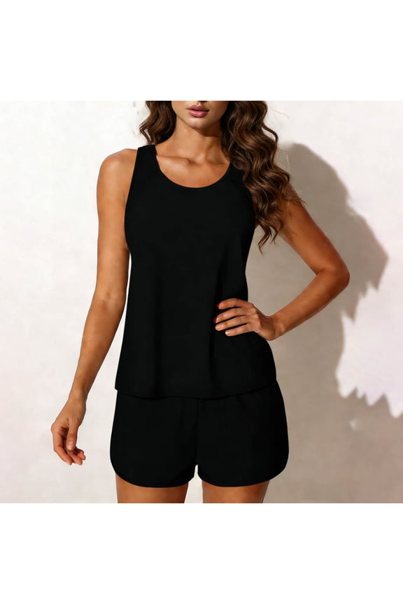 Dqueduo Swimsuit Women Tankini Sets With Shorts Ladies Plus Size Swimwear Two Piece Swimsuits Bathing Suit for Women