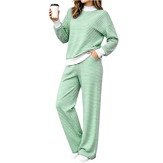 Dqueduo Two Piece Sets for Women Matching Set Cozy Loungewear,Fall Outfits,Winter Clothing,Casual outfits,Wide Leg Pants With Pockets