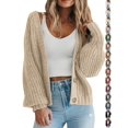 thumbnail image 1 of Dqueduo Women's Casual Sweaters, Solid Long Sleeve Button , Loose Fit Knit Sweaters for Winter, 1 of 6