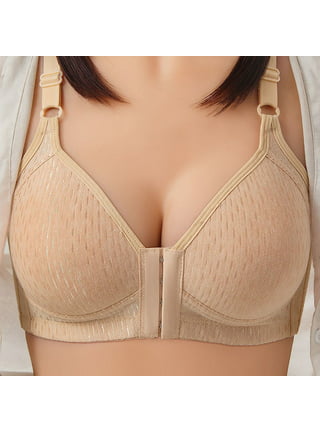 Aoochasliy Bras for Women Clearance Ladies Solid Bra Wire Free Underwire  Front Closure Butterfly Backless Bra 