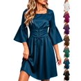 thumbnail image 1 of Dqueduo Women's Renaissance Dresses 2026, Cottagecore Medieval Witch Halloween Midi Dress, Long Sleeve Corset Lace-Up Waist Banquet Party Dress, 1 of 8
