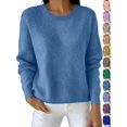 thumbnail image 1 of Dqueduo Women's Winter Sweaters, Solid Color Crew Neck Long Sleeve Pullover Top, Casual Warm Straight Knit Sweater, 1 of 6