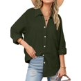 thumbnail image 1 of Dqueduo Womens Button Down Shirts Lapel Long Sleeve Blouses Business Work Shirt Dressy Casual Collared Tops, 1 of 8