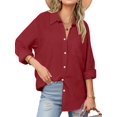 thumbnail image 1 of Dqueduo Womens Button Down Shirts Lapel Long Sleeve Blouses Business Work Shirt Dressy Casual Collared Tops, 1 of 8