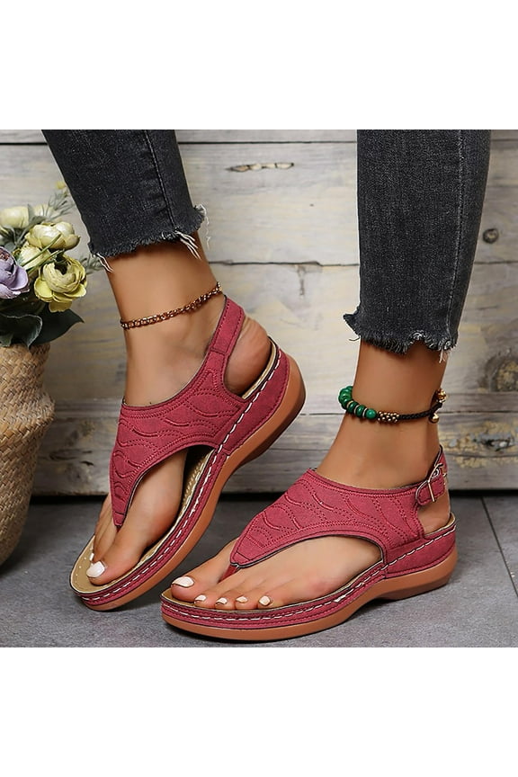 Dqueduo Womens Sandals Flip Flops with Arch Support High Increased Platform Sandals for Women Dressy Summer Orthotic Sandals Cushion FootBed Comfort Wedge Sandals for Women, Up to 65% off!