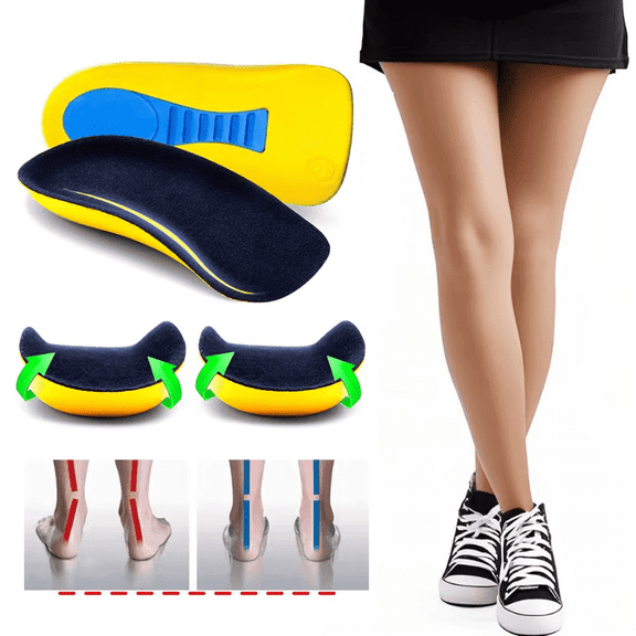 Dr A-Z Arch Support Orthotic Half Insole Heel Cup Plantar Fasciitis Custom Feet Orthotic Inserts, Plantar Fasciitis Relief Cushion Layer Flat Foot Correction Relief Foot Care PU Material