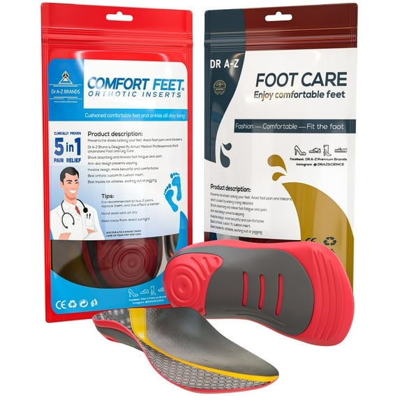 Dr A-Z Shoe Insoles Shoe Insoles, Orthotic PU Memory Foam , Comfort Insoles Arch Support, Cushioning, and Shock Absorption, Plantar Fasciitis Foot Pain Relief