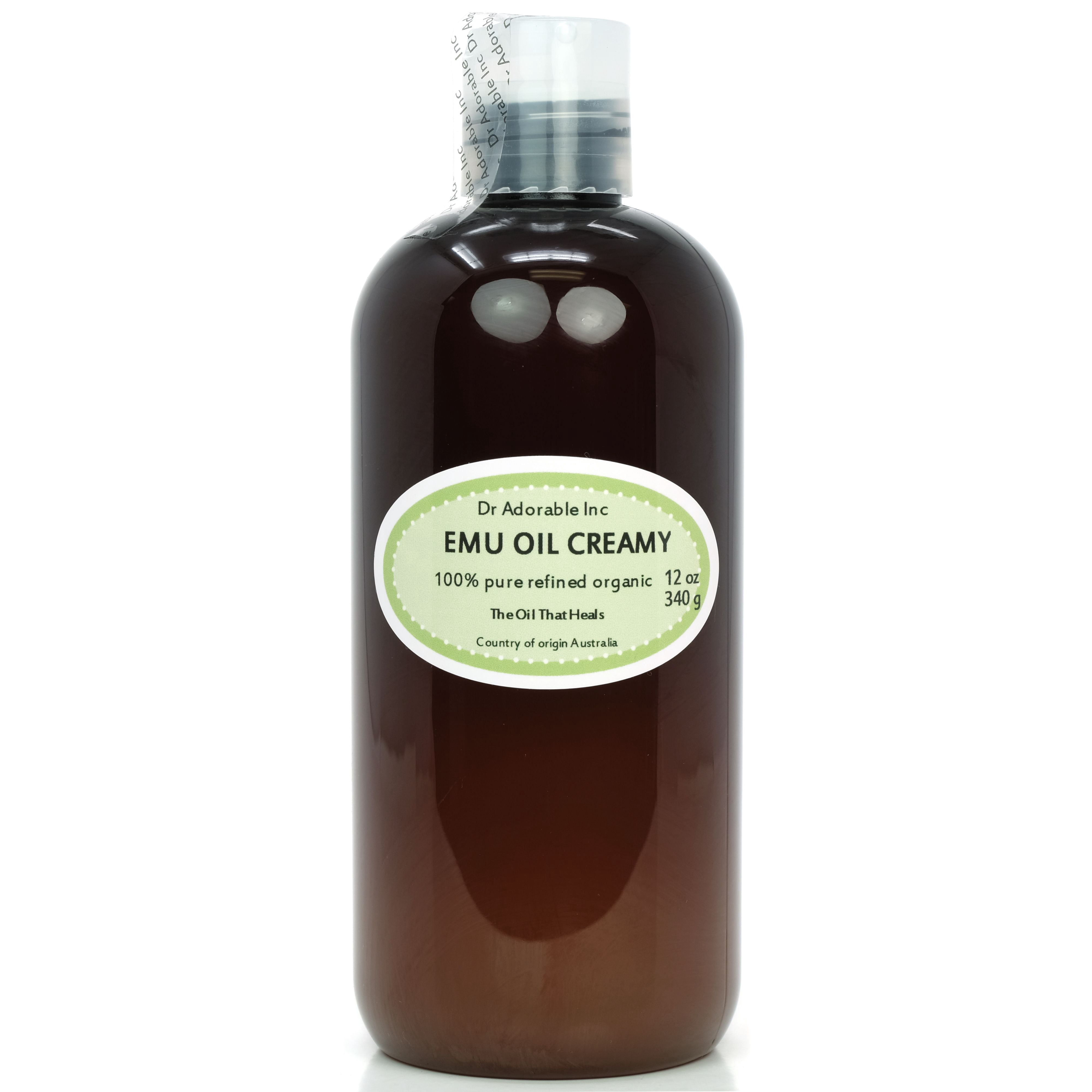 Dr. Adorable - 100% Pure Australian CREAMY EMU Oil Triple Refined Organic Moisturizing Oil For Face Skin Hair - 12Oz
