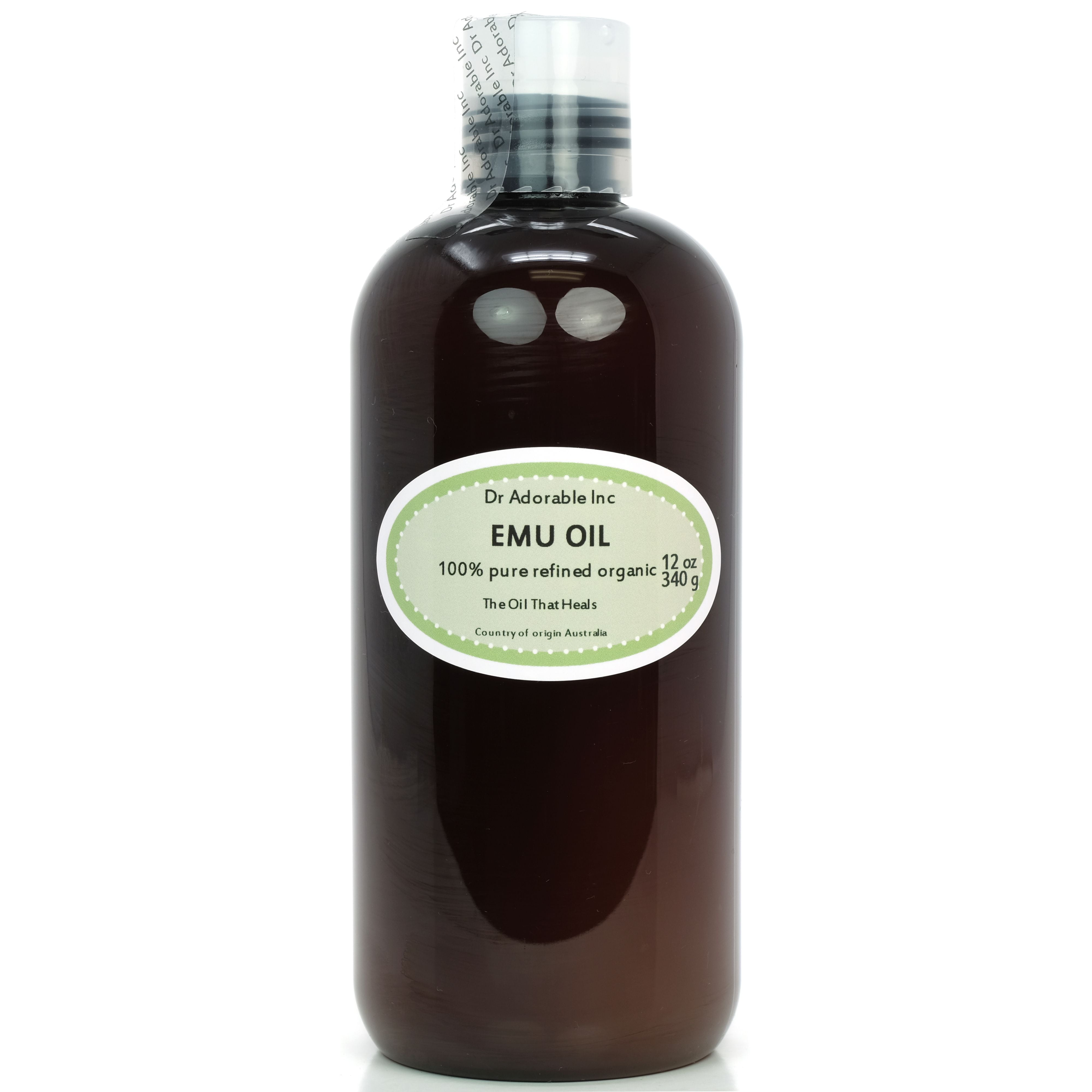 Dr. Adorable - 100% Pure Australian Emu Oil Triple Refined Organic Moisturizing Oil For Face Skin Hair - 12Oz