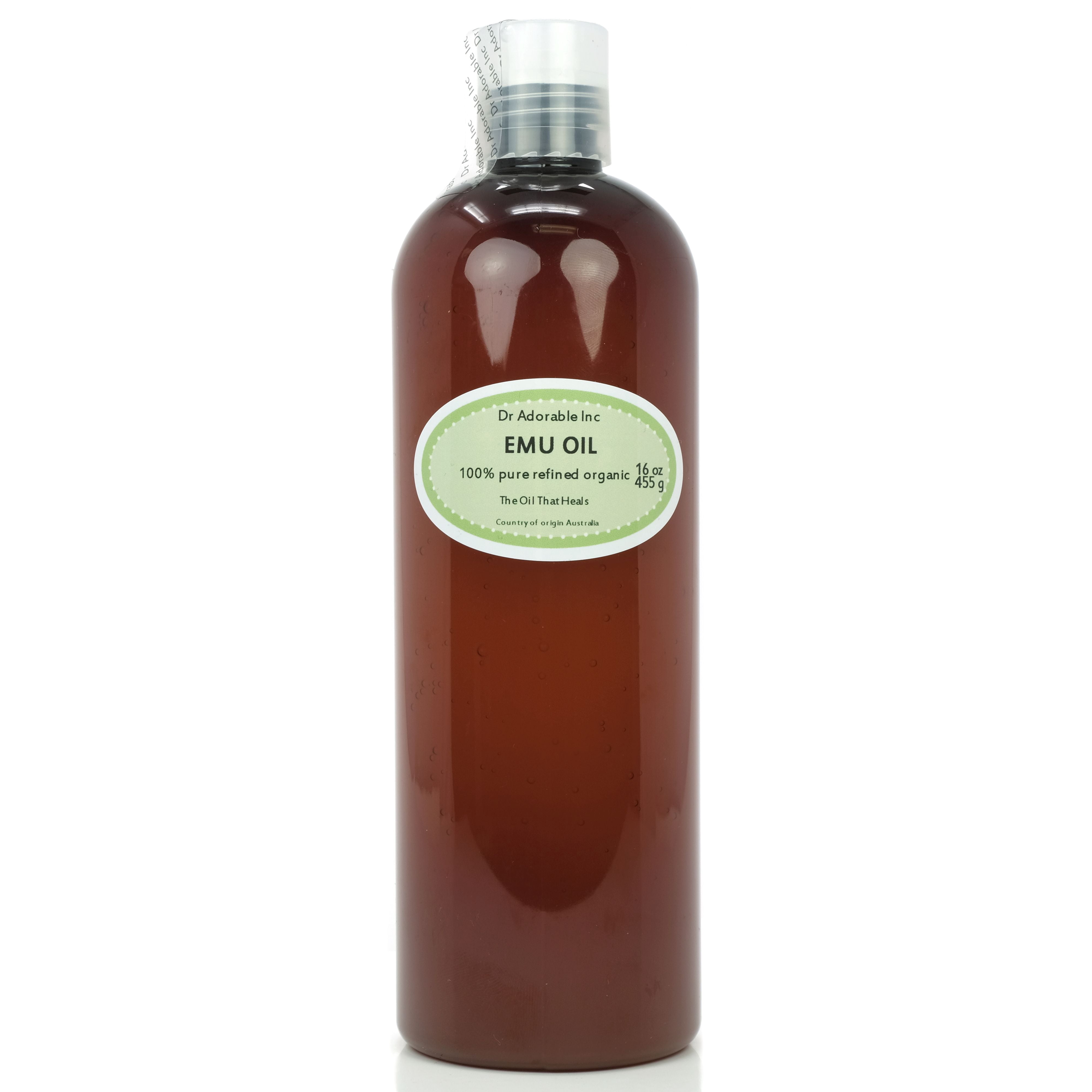 Dr. Adorable - 100% Pure Australian Emu Oil Triple Refined Organic Moisturizing Oil For Face Skin Hair - 16 Oz