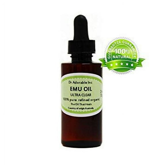 Dr. Adorable - 100% Pure Australian ULTRA CLEAR EMU OIL Refined Organic Moisturizing Oil For Face Skin Hair - 2 Oz