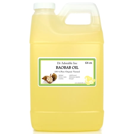 Dr Adorable - 64 oz - Baobab Oil - 100% Pure Organic Cold Pressed Natural Hair Skin Care Anti Aging