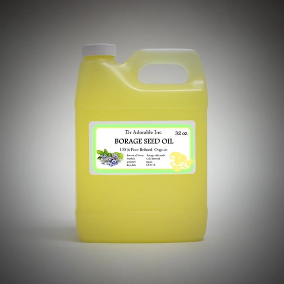Dr Adorable - 32 oz - Borage Seed Oil - 100% Pure 20% GLA Organic Cold Pressed Natural Hair Skin Care Anti Aging