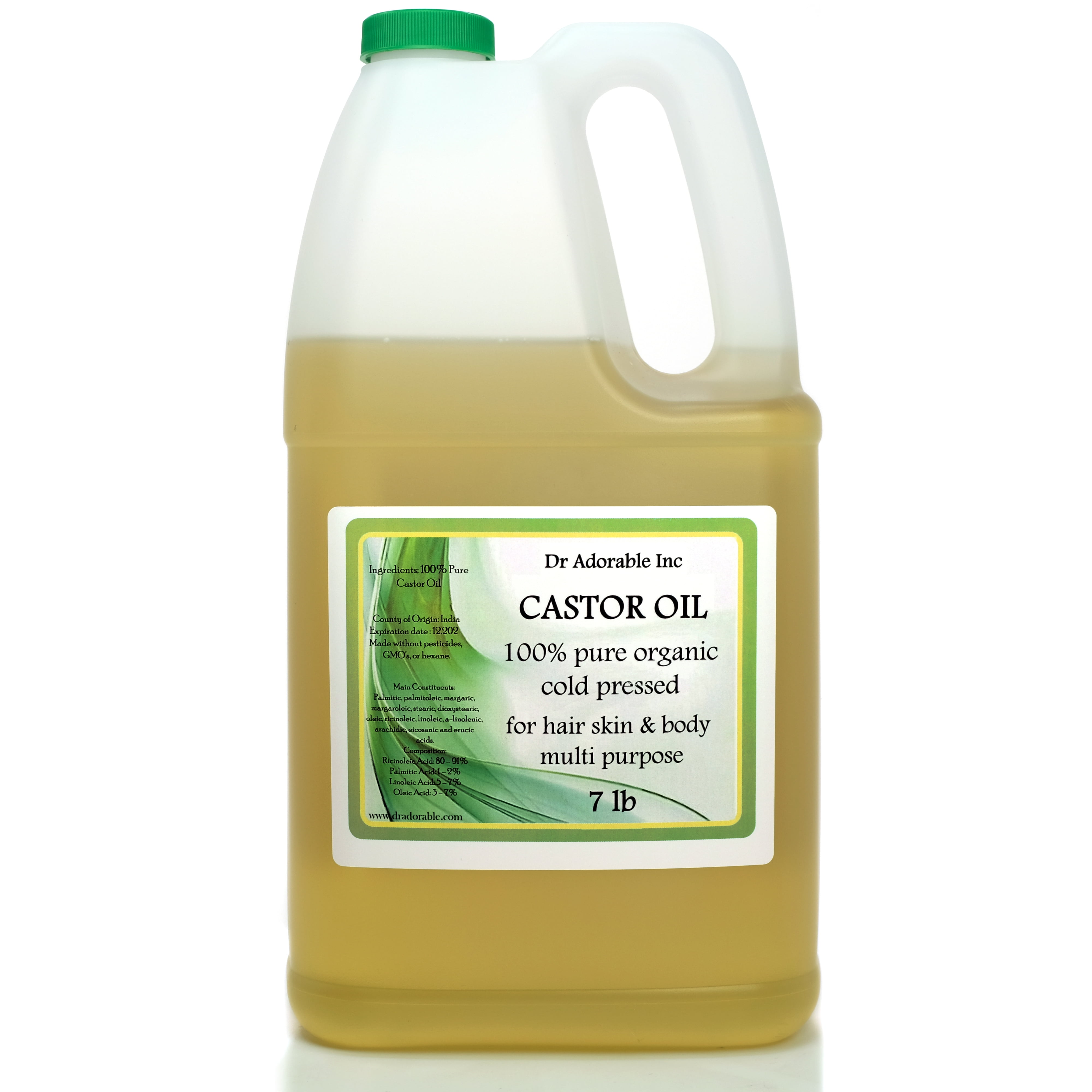 Dr Adorable - 7 lb - Castor Oil - 100% Pure
Organic Cold Pressed Natural Hair Skin