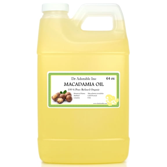 Dr. Adorable - 100% Pure Macadamia Oil - Organic Cold Pressed Moisturizing Oil For Face Skin Hair Anti Aging - 64 oz