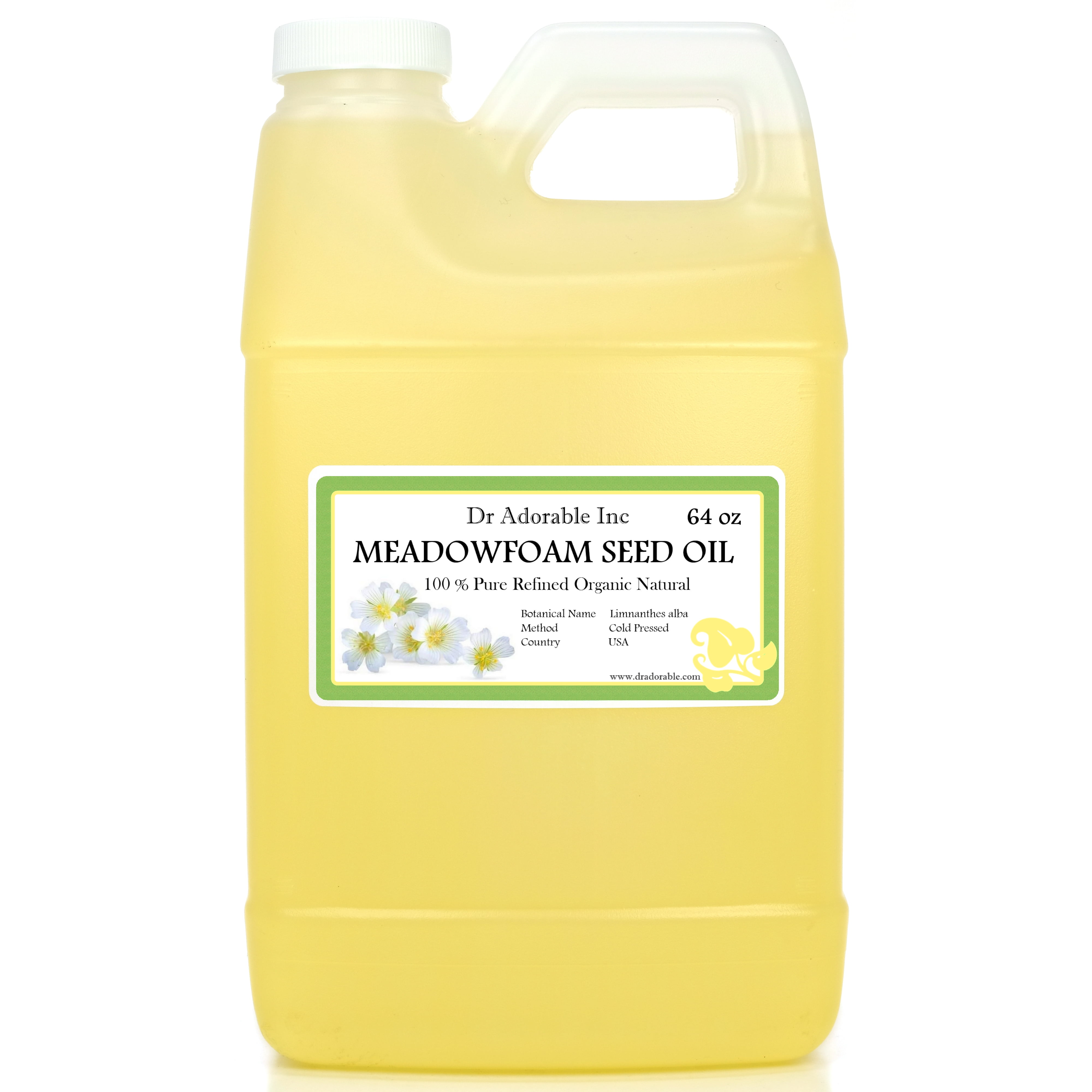 Dr. Adorable - 100% Pure Meadowfoam Oil - Organic Cold Pressed Moisturizing Oil For Face Skin Hair Anti Aging - 64 oz