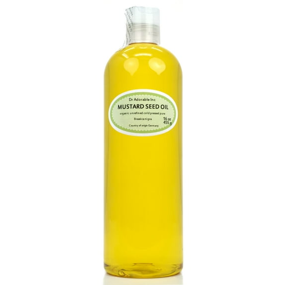 Dr Adorable - 16 oz - Mustard Seed Oil - Unrefined 100% Pure Organic Cold Pressed Natural