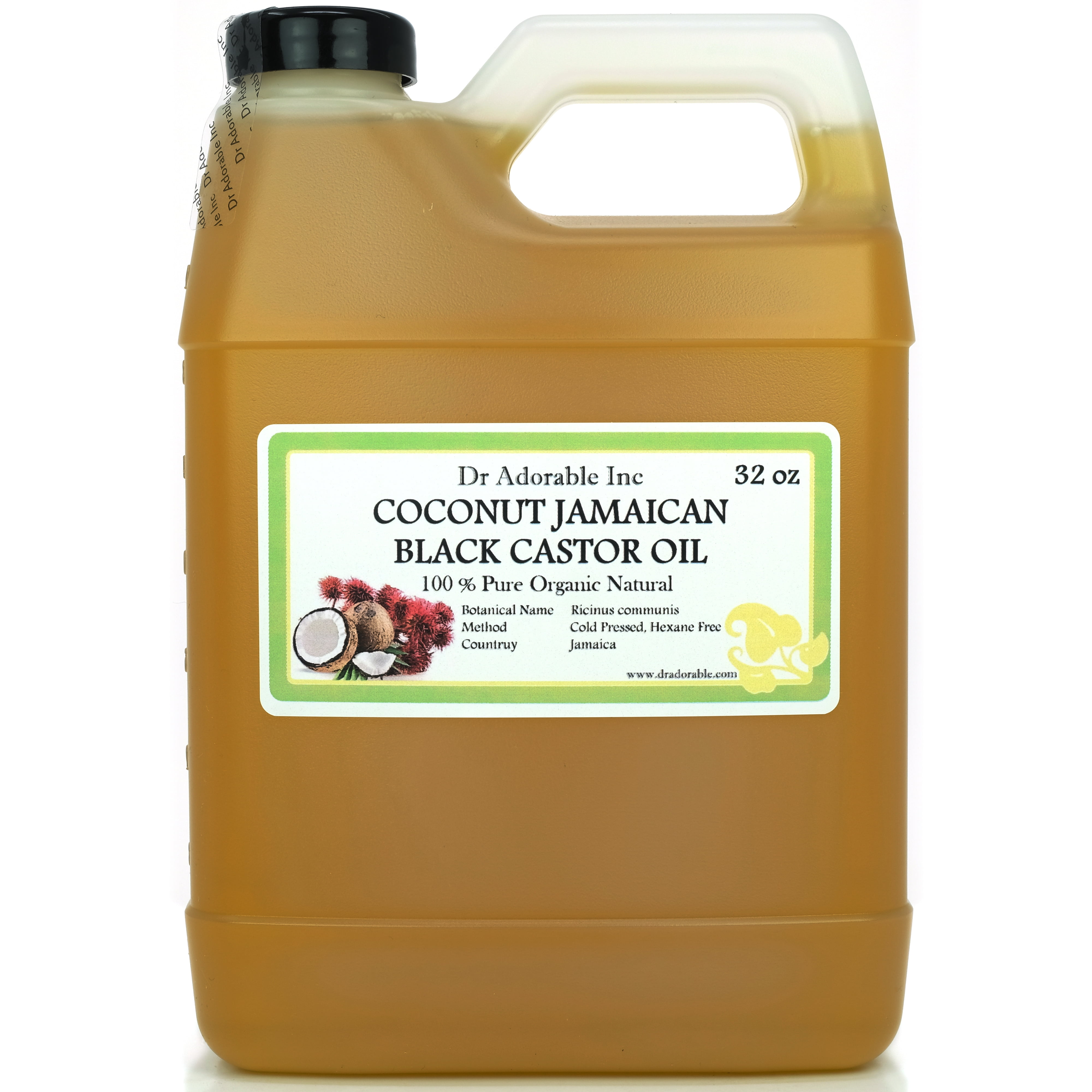 Dr Adorable - 32 oz - Coconut Jamaican Black Castor Oil - 100% Pure Organic Cold Pressed Natural