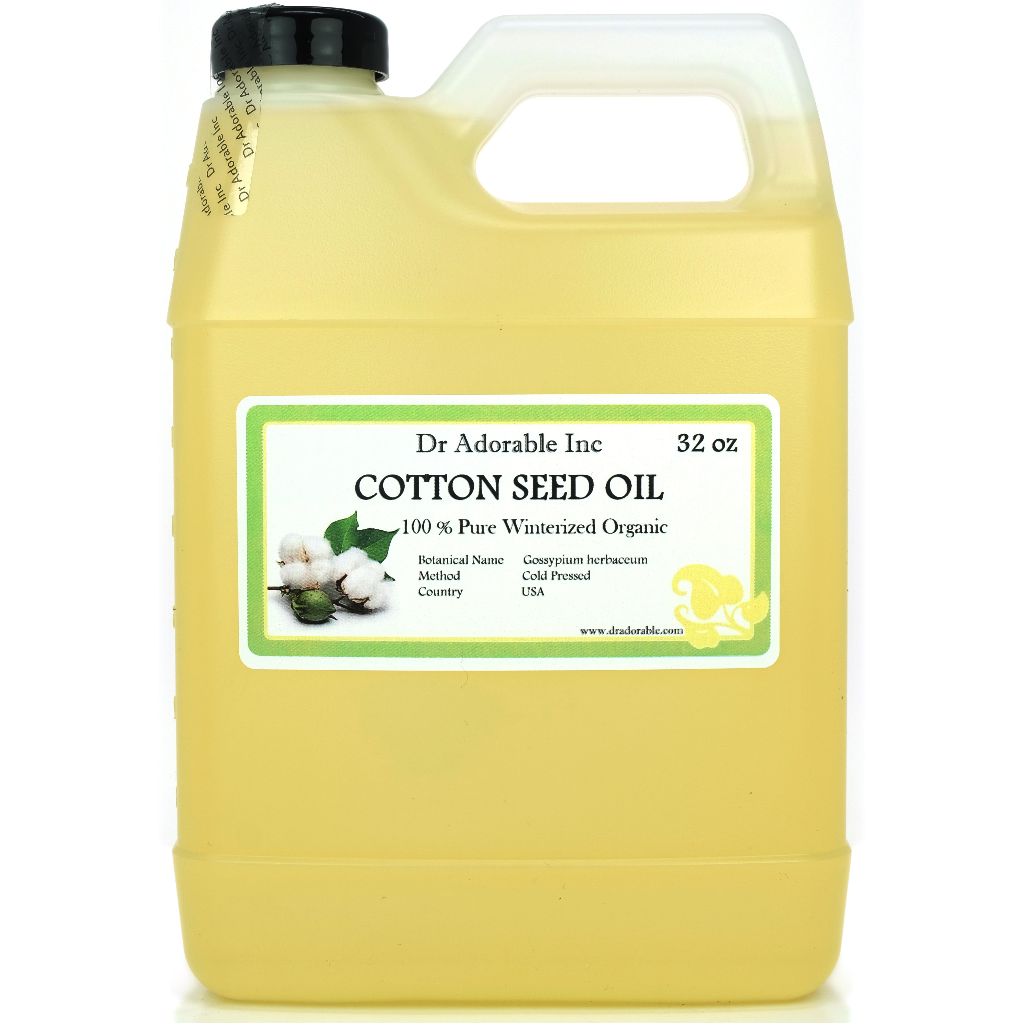 Dr Adorable - 32 oz - Cottonseed Oil - 100% Pure Organic Winterized Soap Moisturizing Oil For Face Skin Hair