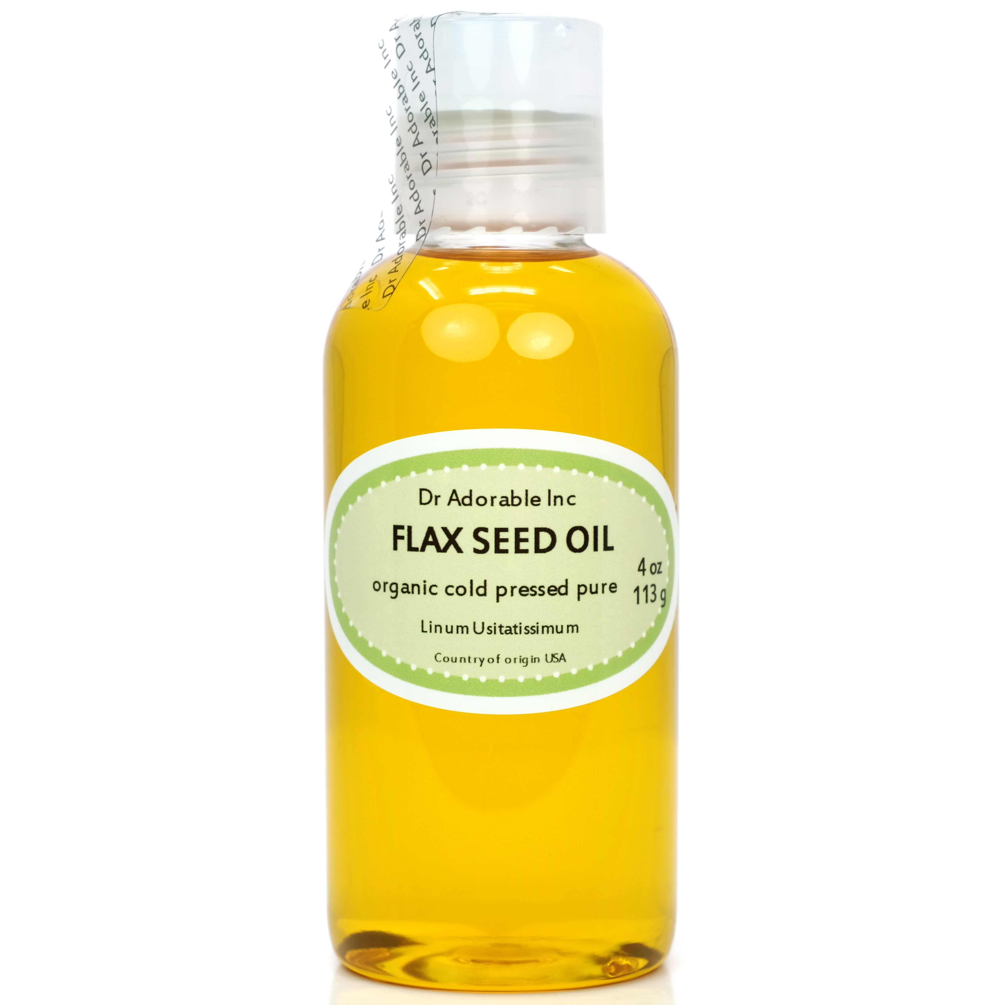 Dr Adorable - 4 oz - Flax Seed Oil - 100% Pure Organic Cold Pressed Unrefined Natural Hair Skin