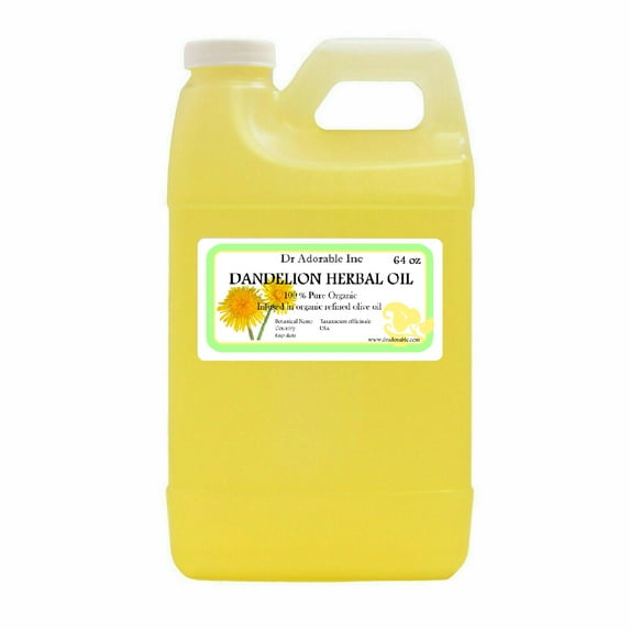 Dr Adorable - 64 oz - Dandelion Leaf Herbal Oil - Infused 100% Pure Organic Cold Pressed Natural