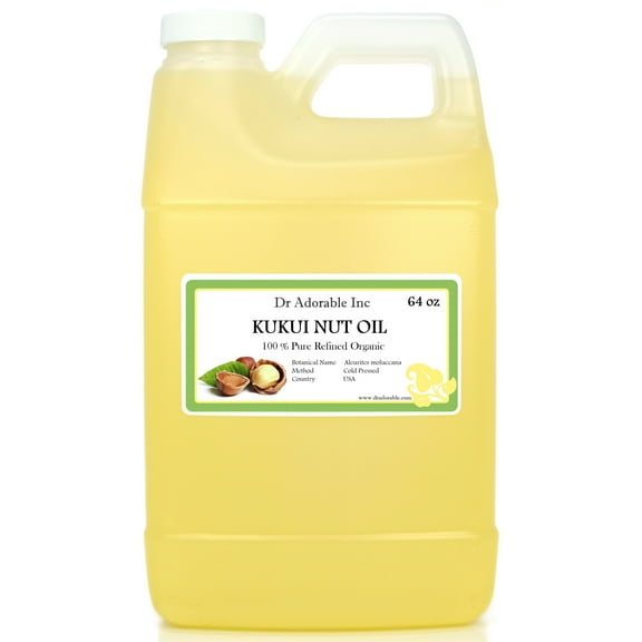 Dr Adorable - 64 oz - Kukui Nut Oil - 100% Pure Organic Cold Pressed Natural Hair Skin