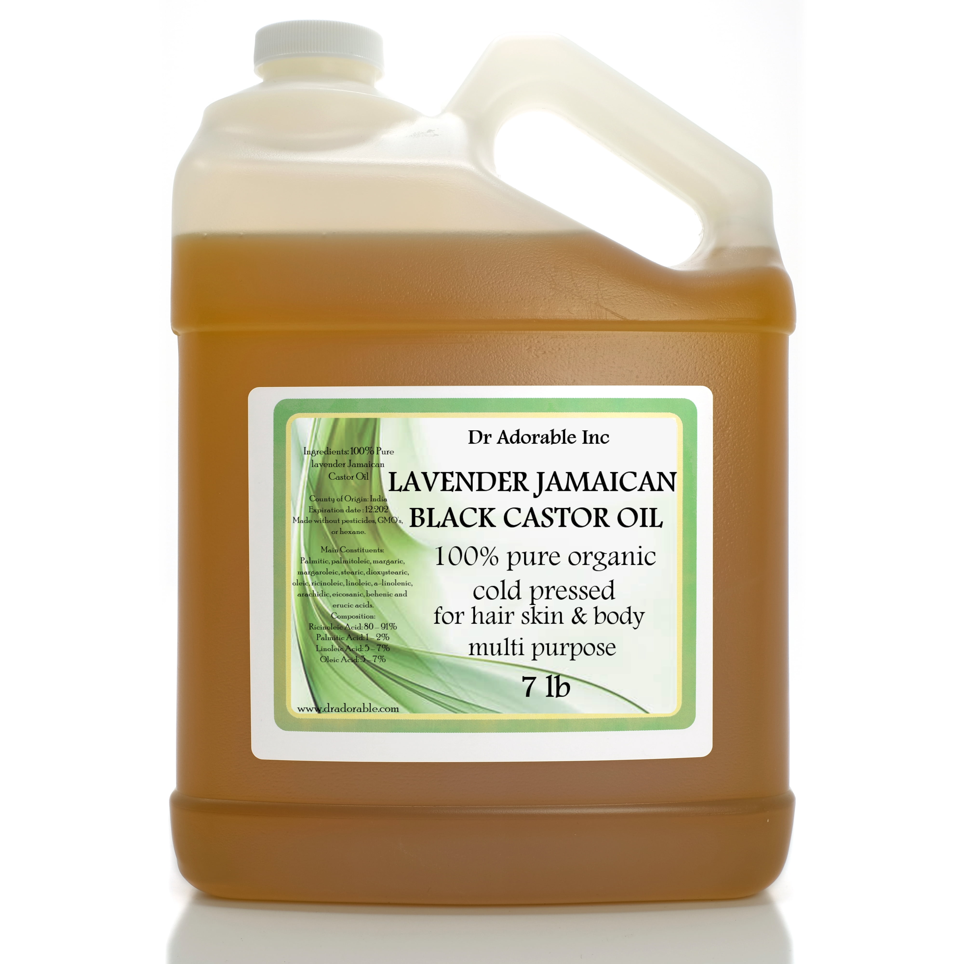 Dr Adorable - 7 lb - Lavender Jamaican Black Castor Oil - 100% Pure Organic Cold Pressed Natural