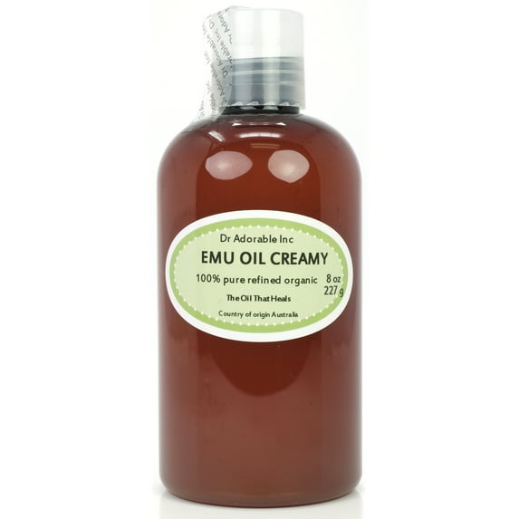 Dr Adorable - 8 oz - Australian Creamy Emu Oil - Triple Refined 100% Pure Organic Moisturizing Oil For Face Skin Hair