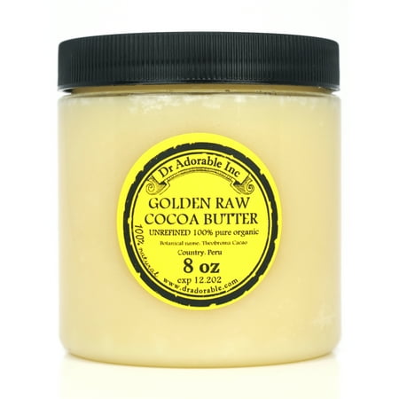 Dr Adorable - 8 oz - Golden Cocoa Butter - Organic Raw Grade A Prime Pressed Unrefined