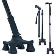 Dr. Aid FourPod Walking Cane for Men & Women Premium Carbon Fiber Black Cane Foldable & Adjustable Heavy-Duty 4 pronged Walking Stick for Seniors Supports 35.5 inch