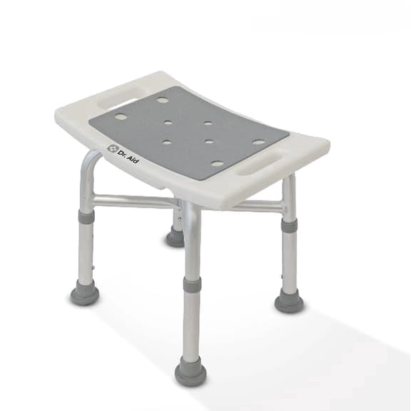 Dr. Aid Shower Chair for Inside Shower with 5-Height Adjustable Bath Seat for Adults, Seniors & Disabled, 3-Minute Tool-Free Assembly, Non-Slip Bathroom Seat for Tub & Small Showers