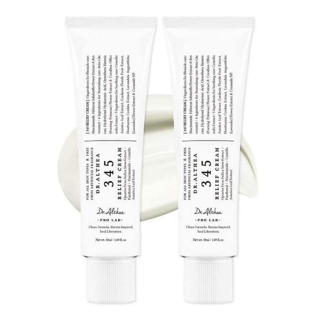 Dr.Althea 345 Relief Cream, Daily Face Moisturizer, Blemish Relief Care, Soothing Recovery & Moisture, Korean Skin Care for All Skin Types, 1.7 Fl Oz (Pack of 2)