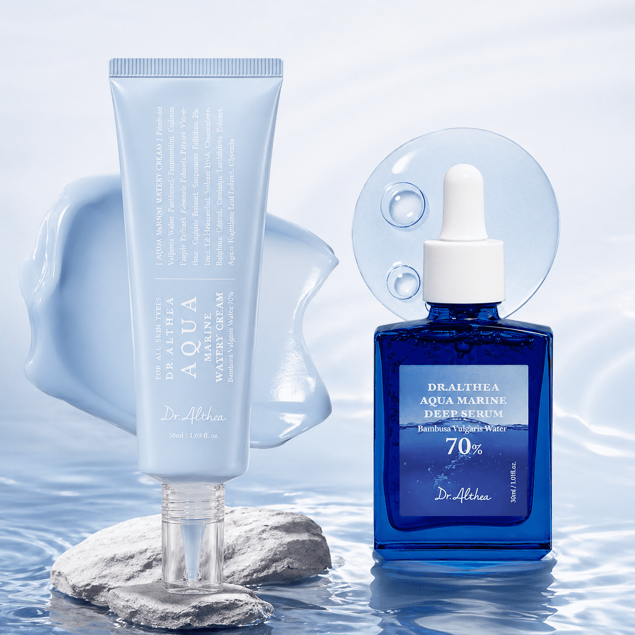 Dr. Althea Aqua Marine Deep Serum & Watery Cream Set – Hydrating Skincare Duo – Lightweight Moisture Boosting Routine