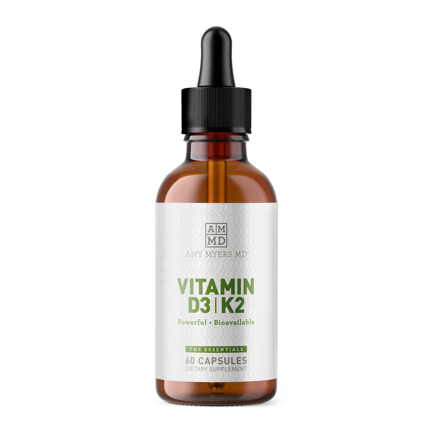 Dr. Amy Myers Vitamin D3 K2 Liquid Drops 5 Drops Contain 5000 IU VIT D3, 50 MCG Vitamin K2 MK