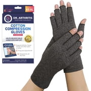 Doctor Developed Compression Gloves for Men & Women   Open-Finger Hand Support Gloves for Typing, Crafts & Everyday Comfort   Includes Doctor Handbook Grey, Medium, 1 Pair