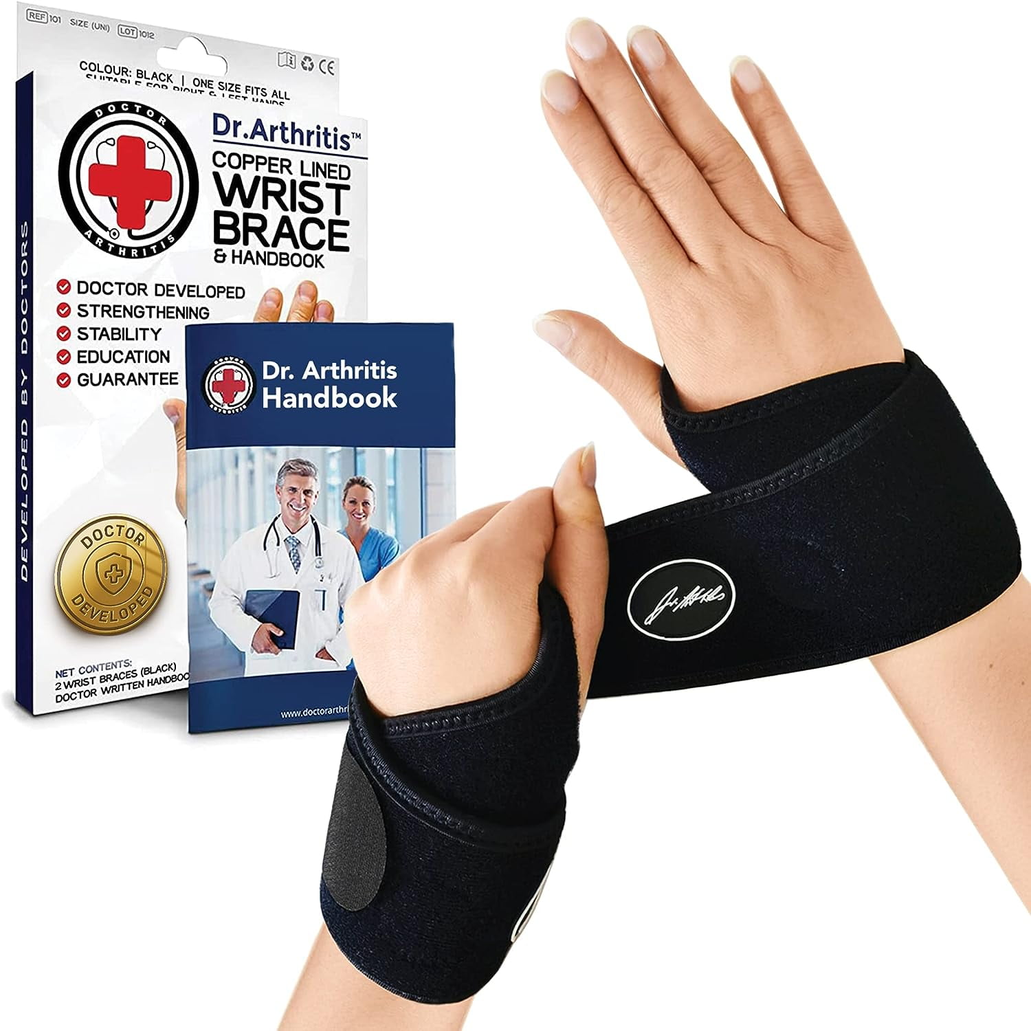 Dr. Arthritis Doctor Developed /Wrist Wrap/Carpal Tunnel/Wrist Support/Wrist Splint/Hand Brace -F.D.A. Medical Device & Doctor Handbook- Night Support for Women Men-Right & Left Hands