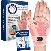 Doctor Developed Ergonomic Thumb Brace Support for Right or Left Hand   Adjustable Thumb Spica Splint & Stabilizer for Thumb Support, Tendon Strain, or Sprain Pink, 1 Pack