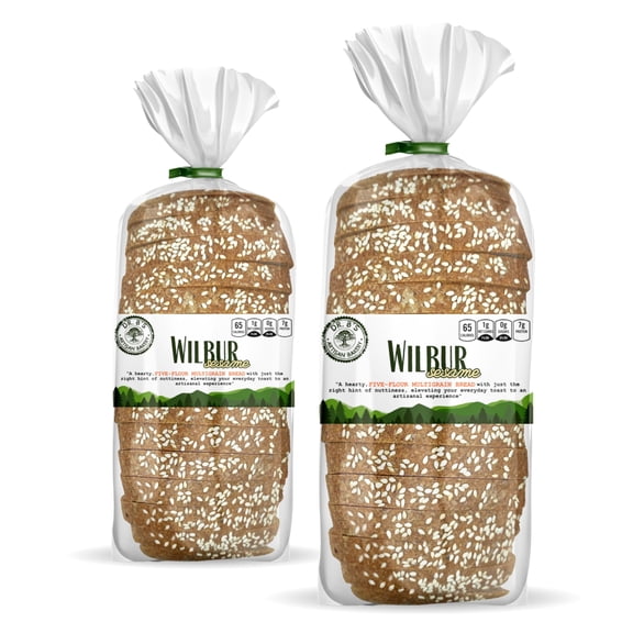 Dr. B's Wilbur Five Flour Multigrain Bread | 1g Net Carbs & 7g Protein | Low Calorie, Vegan, Sugar Free | Fresh, Sliced, Keto & Low Carb Bread Loaf (2 Pack (16 oz), Sesame)