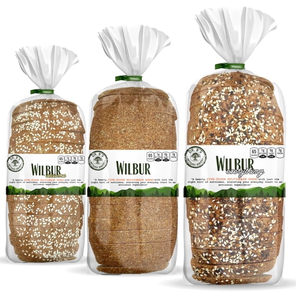 Dr. B's Wilbur Five Flour Multigrain Bread | 1g Net Carbs & 7g Protein | Low Calorie, Vegan, Sugar Free | Fresh, Sliced, Keto & Low Carb Bread Loaf (3 Pack (16 oz), Variety)
