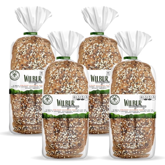 Dr. B's Wilbur Five Flour Multigrain Bread | 1g Net Carbs & 7g Protein | Low Calorie, Vegan, Sugar Free | Fresh, Sliced, Keto & Low Carb Bread Loaf (4 Pack (16 oz), Everything)