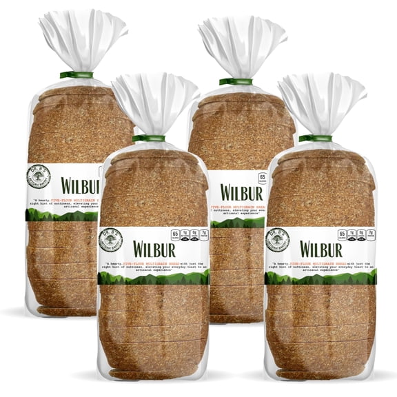 Dr. B's Wilbur Five Flour Multigrain Bread | 1g Net Carbs & 7g Protein | Low Calorie, Vegan, Sugar Free | Fresh, Sliced, Keto & Low Carb Bread Loaf (4 Pack (16 oz), Plain)