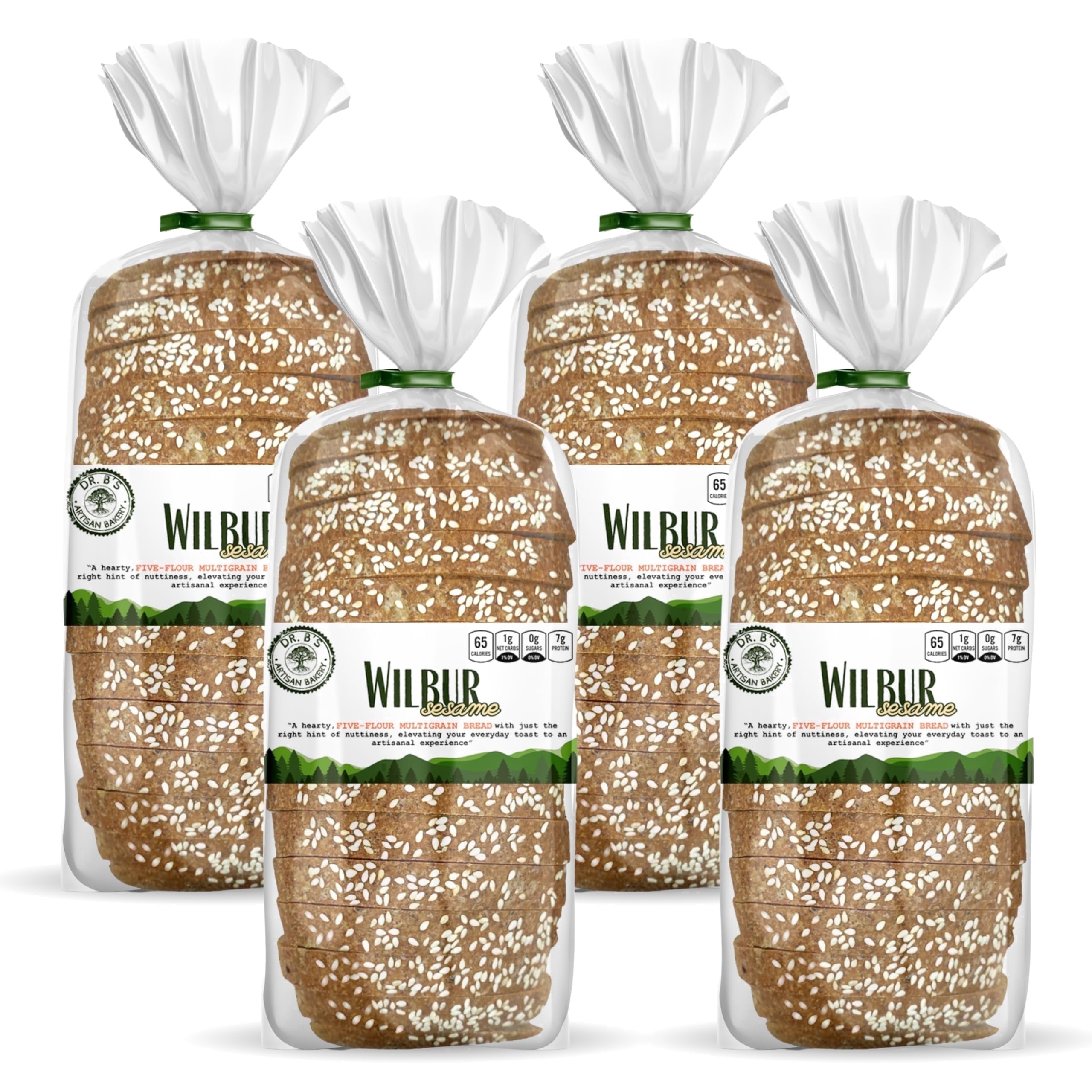Dr. B's Multigrain Bread | 1g Net Carbs & 7g Protein | Low Calorie, Vegan, Sugar Free | Fresh, Sliced, Keto & Low Carb Bread Loaf (4 Pack (16 oz), Sesame)