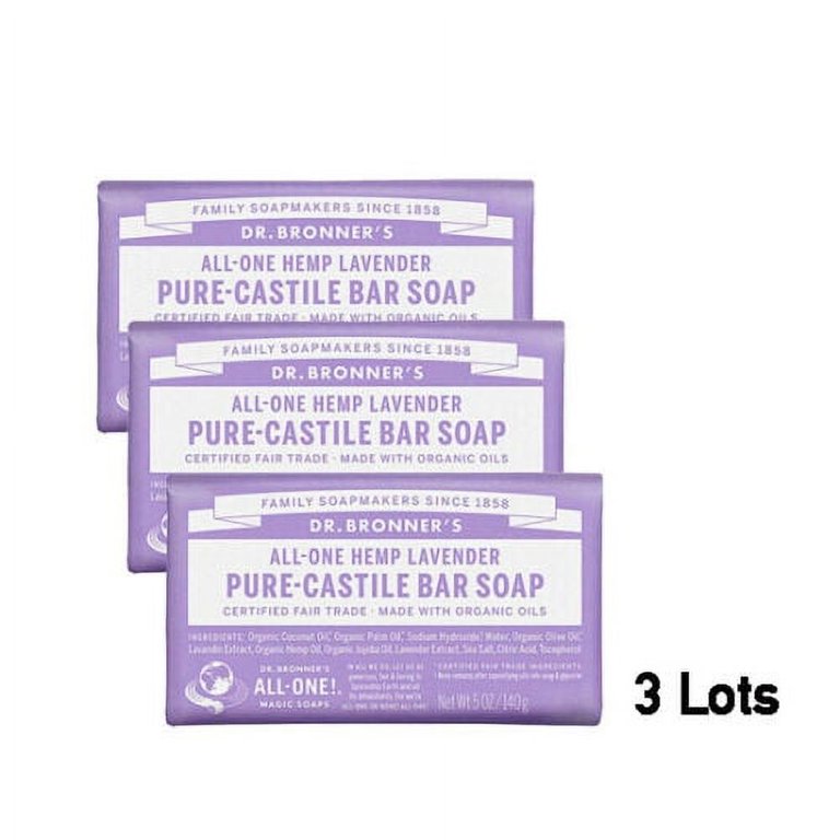 Dr. Bronner's - Pure-Castile Bar Soap (Lavender, 5 ounce, 6-Pack) - Made  with Organic Oils, For Face…See more Dr. Bronner's - Pure-Castile Bar Soap