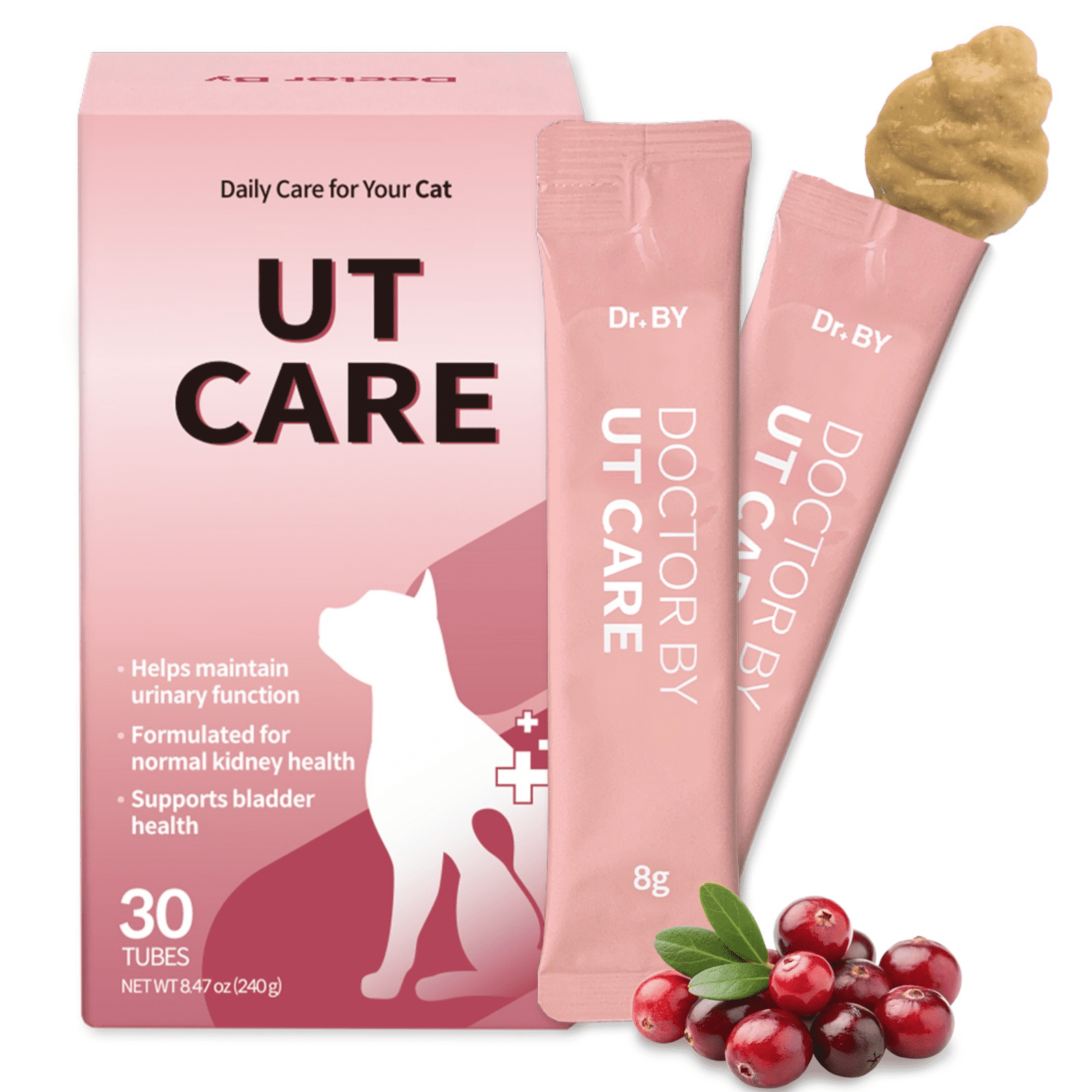 Doctor By UT Care Cat UTI Kidney Support Urinary Supplement Cranberry Treatment for Cats Renal Health with Pacran, Quercetin, Taurine lickable Formula Individually Packaged