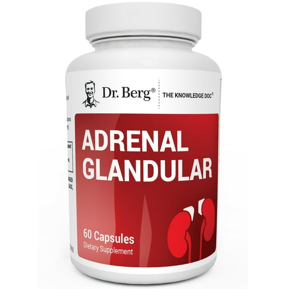 Dr. Berg Adrenal Glandular Formula - Adrenal Cortex Supplement, Supports Adrenal Glands, Adrenal Bovine Powder, 60 Veggie Capsules