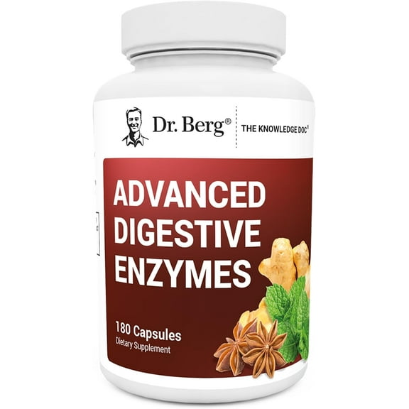 Dr. Berg Advanced Digestive Enzymes Betaine HCl Digestive Health, 180 Capsules
