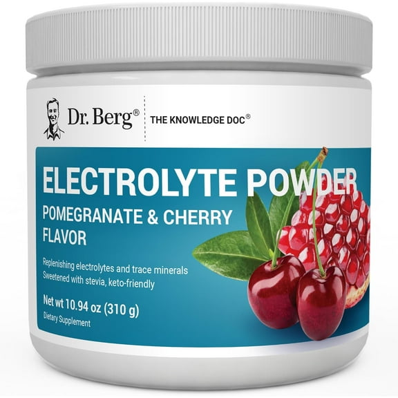 Dr. Berg Electrolyte Powder, Pomegranate & Cherry Flavor - Hydration Powder, 50 Servings