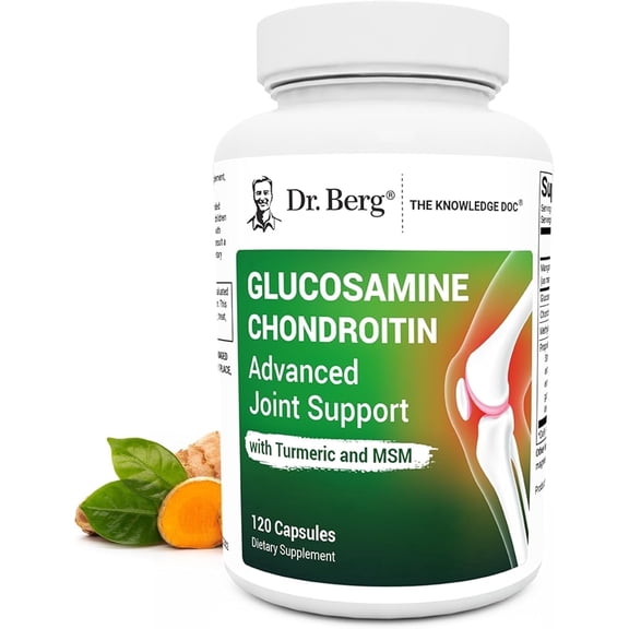 Dr. Berg Glucosamine Chondroitin Advanced Joint Support with Turmeric & MSM, Supports Mobility, 120 Capsules