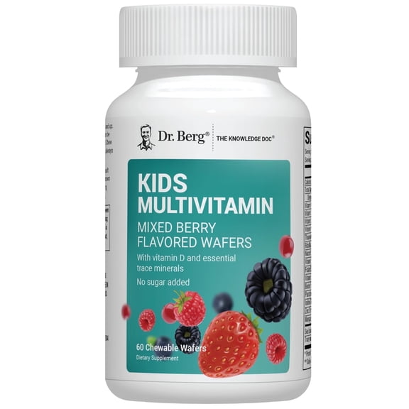 Dr. Berg Kids Multivitamin Mixed Berry Flavored Kids Chewable Multivitamin, 60 Wafers
